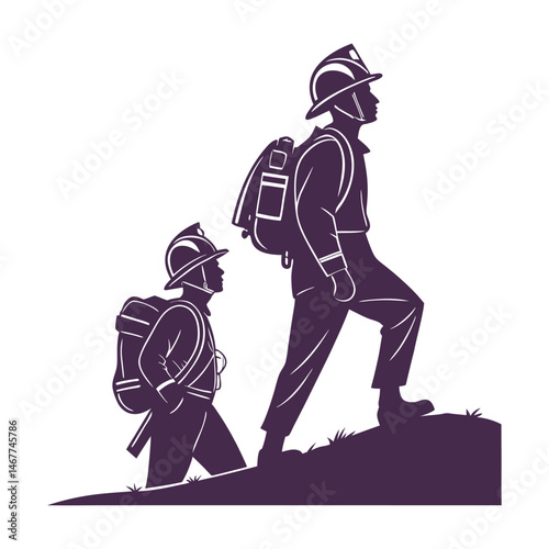 silhouette vector firefighters icon pose