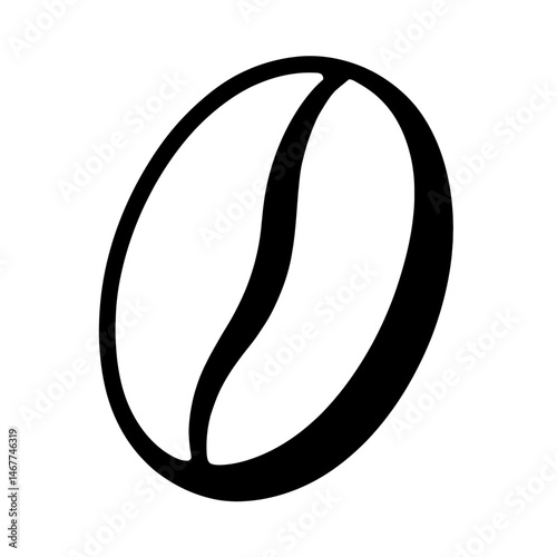 Black Coffee Bean Cartoon: Aromatic Drink Ingredient Icon