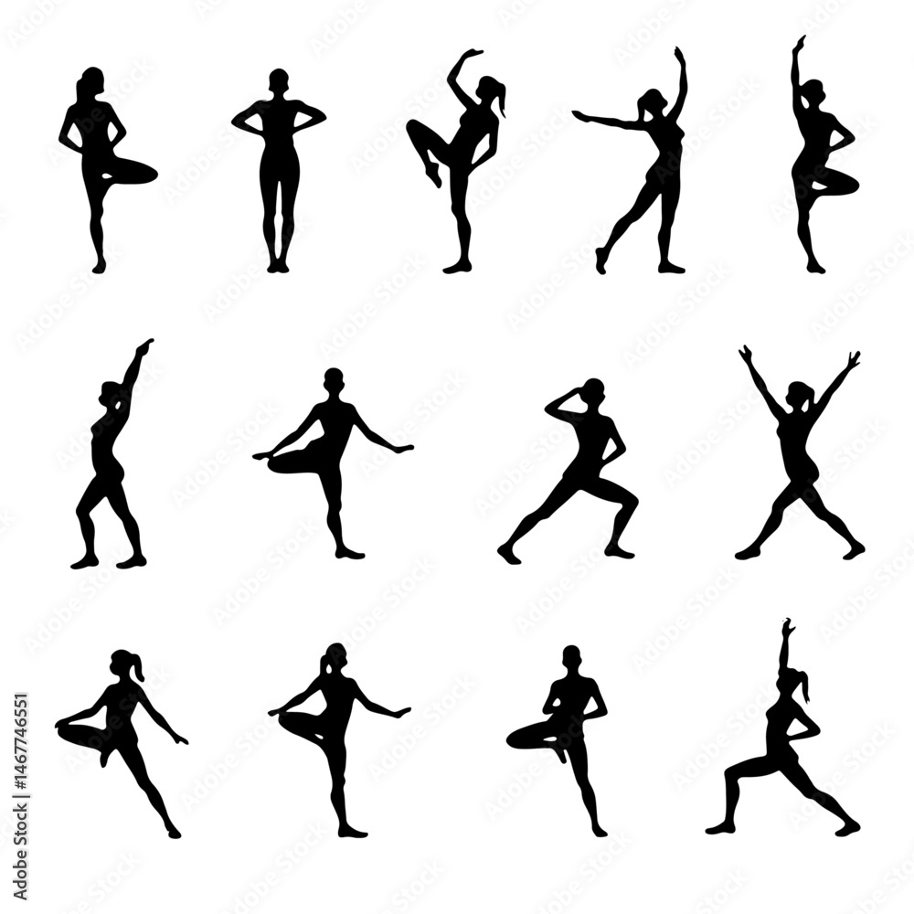 Fototapeta premium set of silhouettes of women