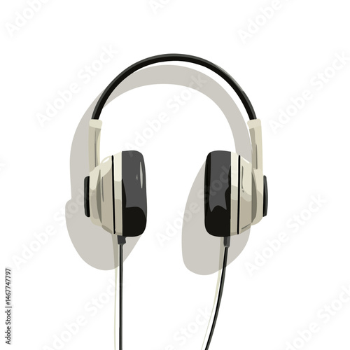 Flat vector Headphones, minimalist design, isolated on a white background.