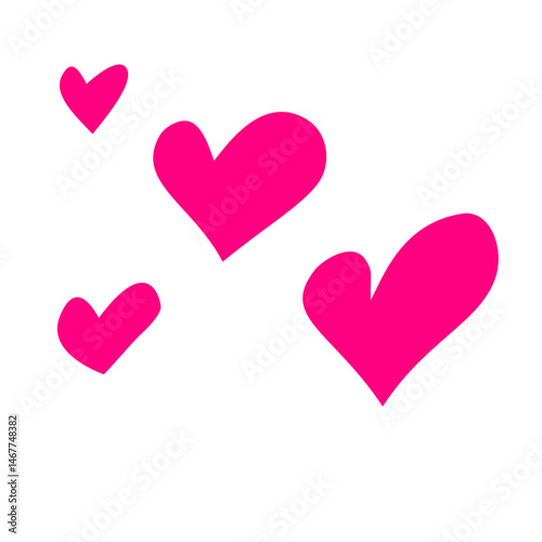 Pink heart shape sticker isolated on transparent background. Love symbol emblem vector