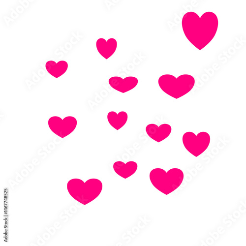 Pink heart shape sticker isolated on transparent background. Love symbol emblem vector