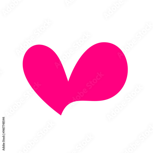 Pink heart shape sticker isolated on transparent background. Love symbol emblem vector