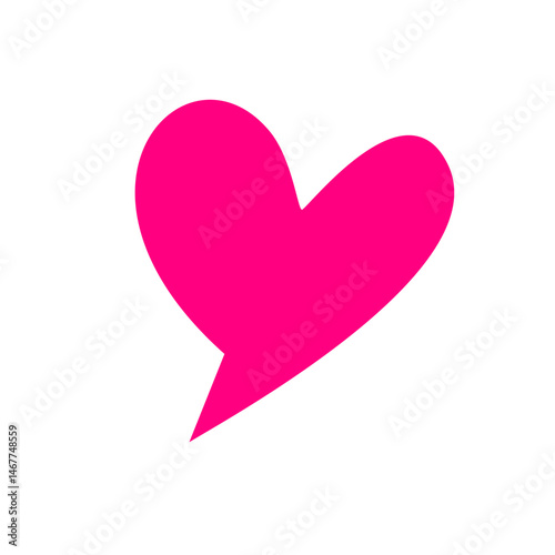 Pink heart shape sticker isolated on transparent background. Love symbol emblem vector