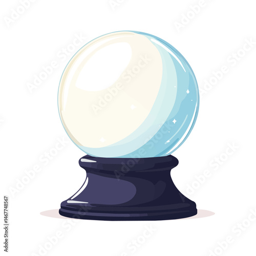 Flat vector Crystal Ball, minimalist design, isolated on a white background.