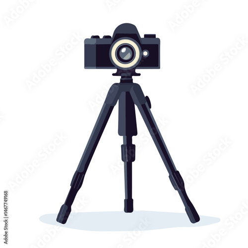 Camera Tripod Flat vector, minimalist design, isolated on a white background.