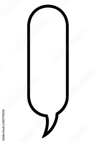 Black Outline Vertical Capsule Speech Bubble. Graphic Element Vector Icon Representing Communication or Dialogue.