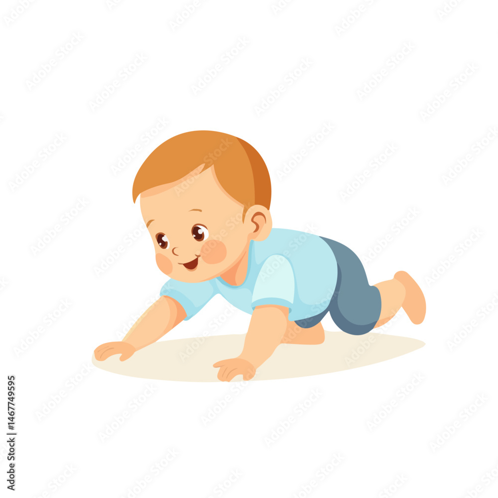 Flat vector Baby Crawling, minimalist design, isolated on a white background. Flat vector Baby Crawling, minimalist design, isolated on a white background.