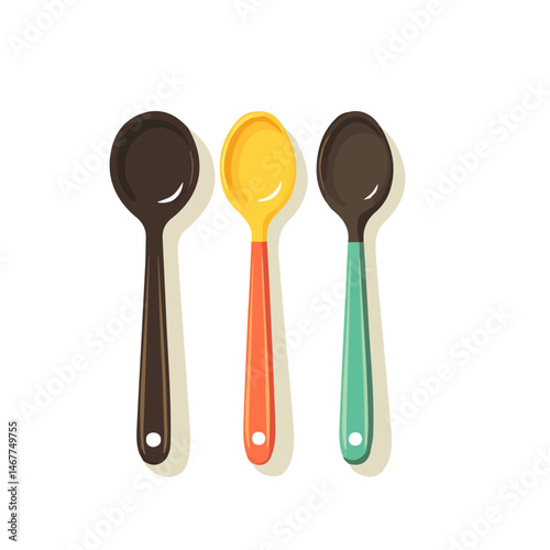 Flat vector Measuring Spoons, minimalist design, isolated on a white background.