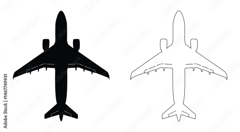 Airplane vector icons, Aircraft top view illustration, Downloadable graphics for travel and transportation Airplane vector icons, Aircraft top view illustration, Downloadable graphics for travel and transportation