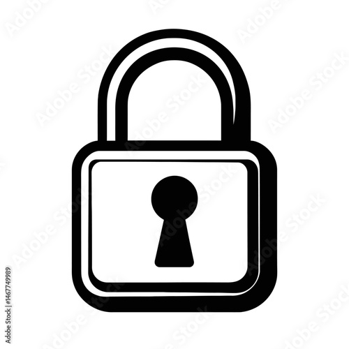 Black Outline Padlock. Graphic Element Vector Icon Symbolizing Security, Protection, or Restricted Access.