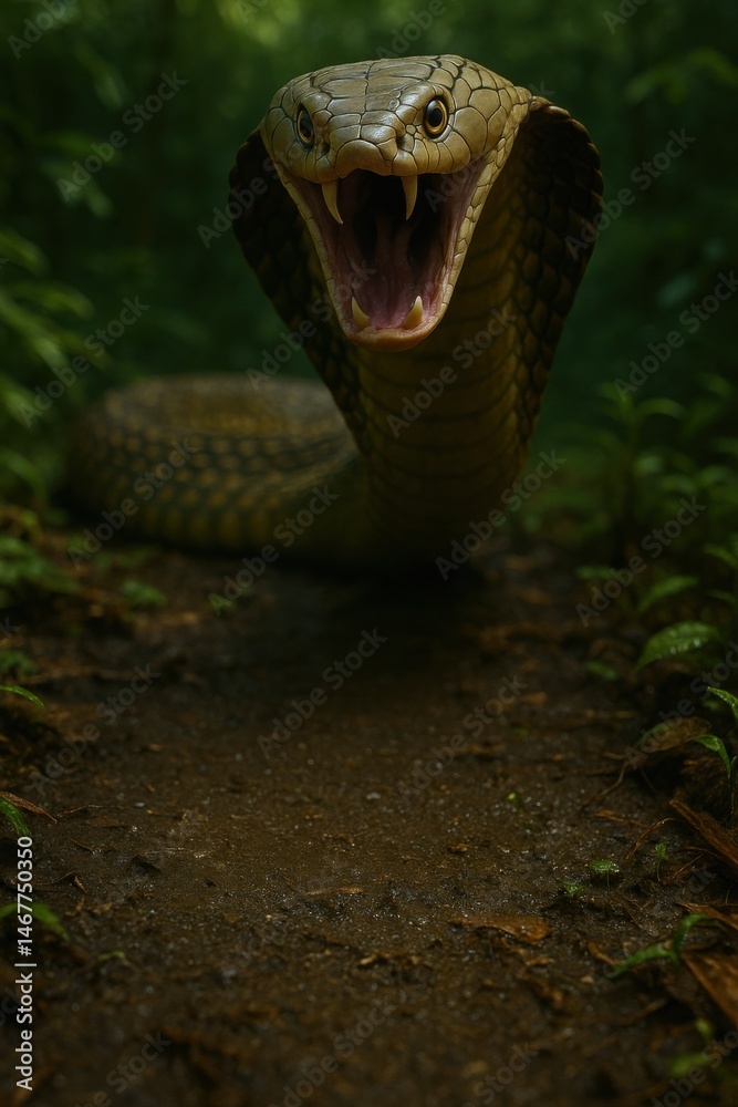 Fototapeta premium King Cobra in Attack Pose
