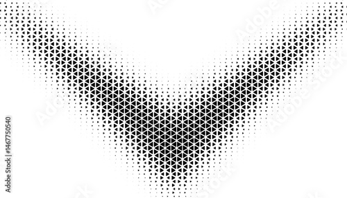 Black and white abstract geometric halftone pattern with sharp arrows shape transition effect. For sporty and modern background. Vector Format Illustration 