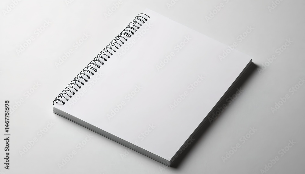 White spiral-bound notebook on light-gray background. White spiral-bound notebook on light-gray background.