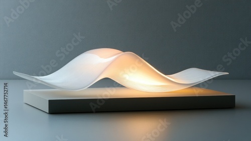 Modern, elegant, translucent lamp with flowing curves