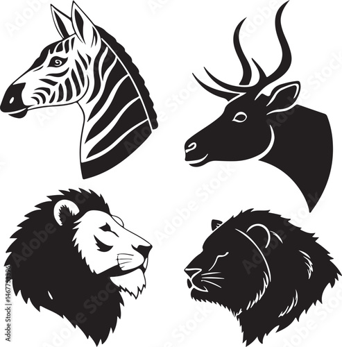 Wallpaper Mural Silhouette animals head Torontodigital.ca