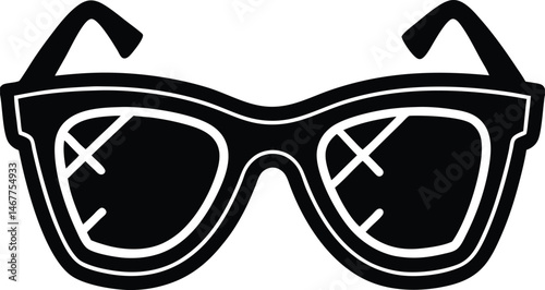 Black silhouette design of biodegradable sunglasses vector with transparency