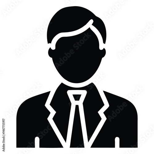 Simple avatar of a businessman in formal attire with a tie, isolated vector