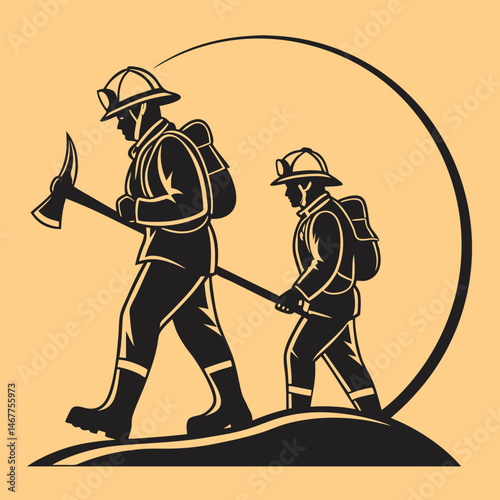 silhouette vector firefighters icon pose