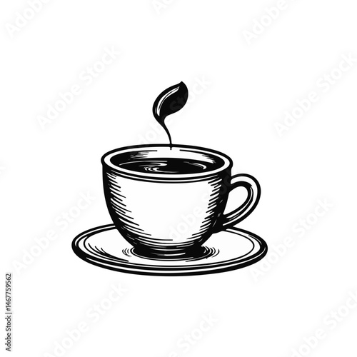 Coffee Cup with Leaf Design Illustrating Sustainable Beverage Culture for Blogs, Cafes, Nutrition Sites, and Environmental Awareness