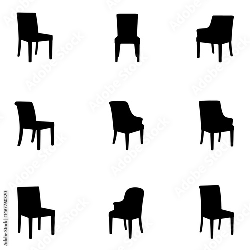 Chairs bundle set silhouette on a white background
