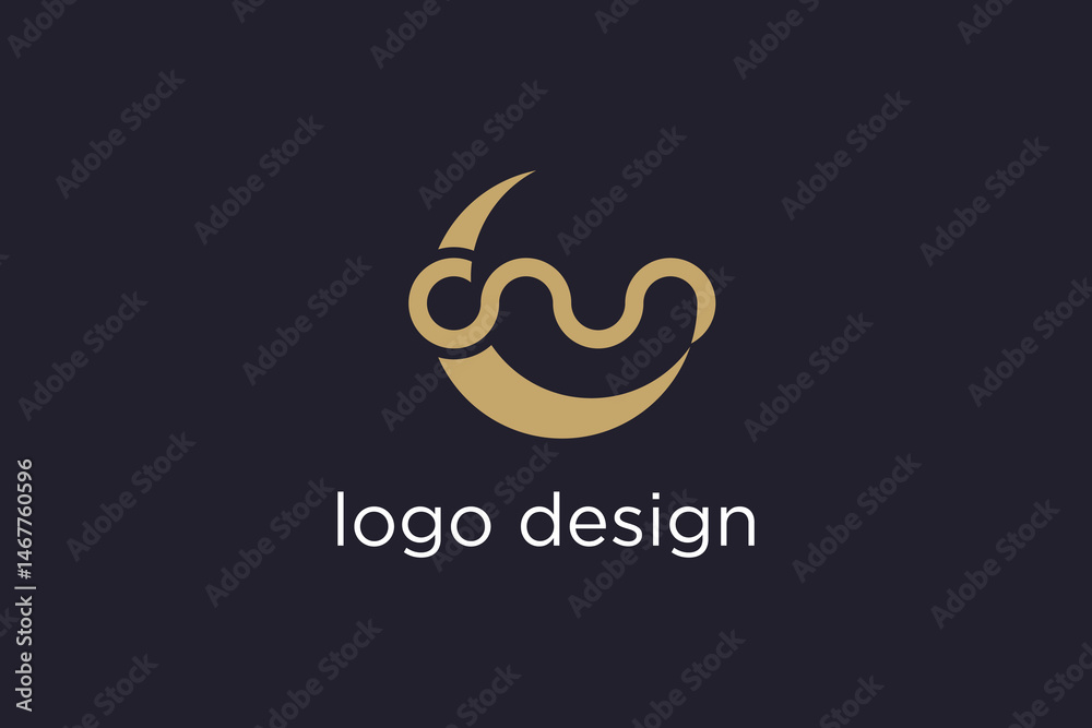 Obraz premium simple cm moon logo icon vector design template concept