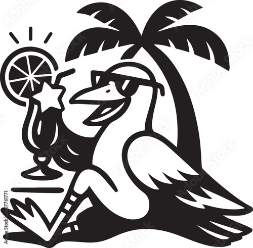 illustration of a tropical island with palm trees