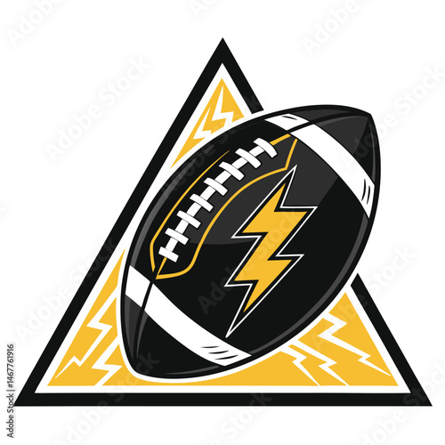 A shattered American football, internally illuminated by dramatic, stylized lightning.  Cracks radiate outwards, emphasizing the damage.