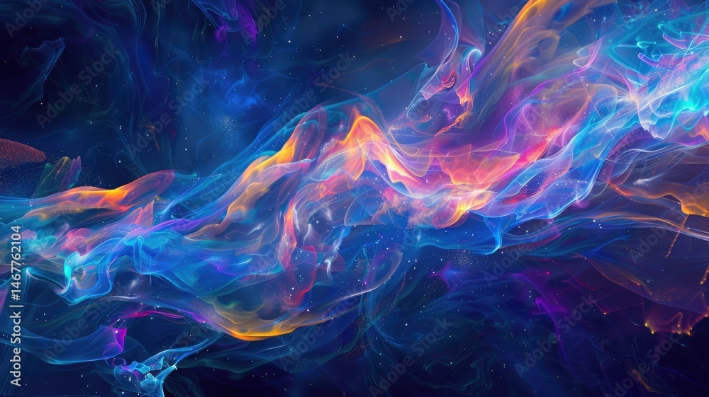 Wonderful picture of micro light sparkling particles scattered across blue flowing wave, create abstract bokeh effect perfect for background design that evoke a sense of energetic and fantasy. AIG53. Wonderful picture of micro light sparkling particles scattered across blue flowing wave, create abstract bokeh effect perfect for background design that evoke a sense of energetic and fantasy. AIG53.