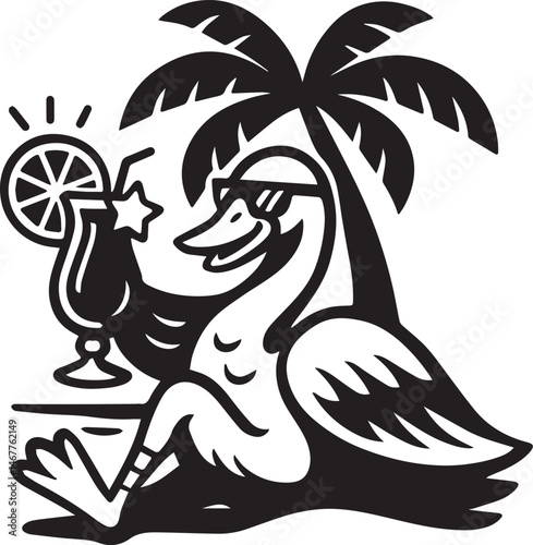 illustration of a tropical beach with palm trees
