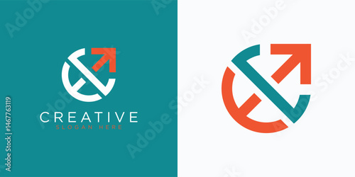letter e arrow logo icon  vector design template  concept