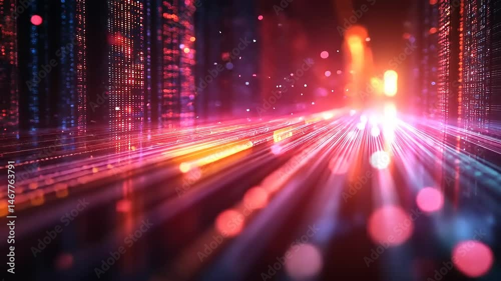 Vibrant Light Trails in Abstract Digital Space Vibrant Light Trails in Abstract Digital Space
