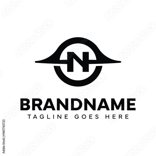 Letter N Black Hole Logo, symbolizing mystery, depth, and powerful energy