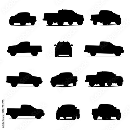 Set car silhouette isolated vector on white background 
