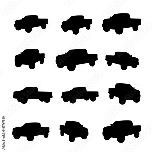 Set car silhouette isolated vector on white background 