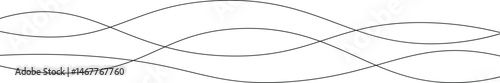 Curved black long lines seamless wave pattern. Thin line wavy abstract vector background. Wavy line horizontal divider wavy pattern. Curve line art striped. Abstract wave elements. Vector illustration