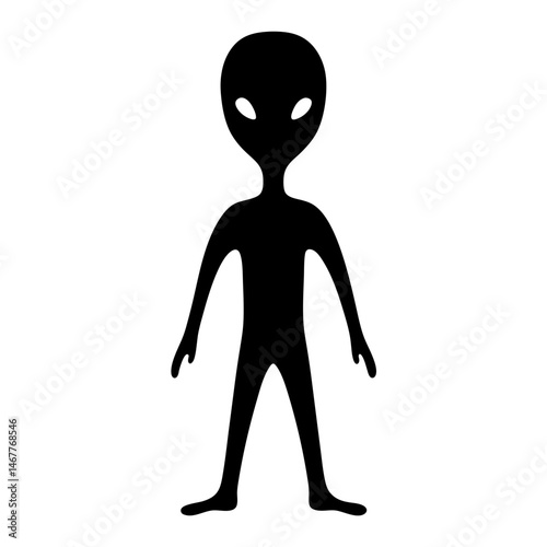 Classic Silhouette Depiction of an Alien Figure Standing Alert and Ready