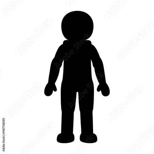 Full body silhouette of a simple cartoon character standing straight on