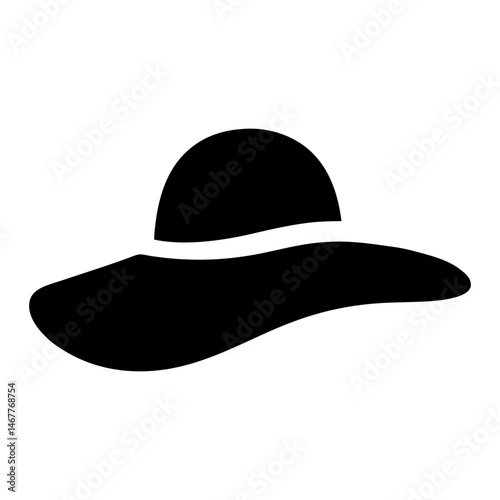 Elegant black sun hat illustration with a wide brim for sun protection