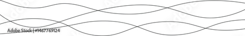 Curved black long lines seamless wave pattern. Thin line wavy abstract vector background. Wavy line horizontal divider wavy pattern. Curve line art striped. Abstract wave elements. Vector illustration