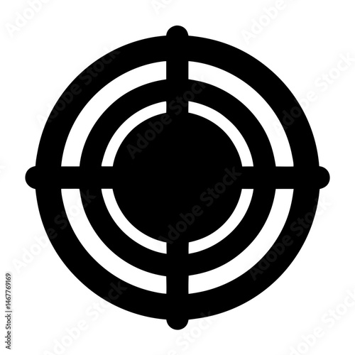 Black and white target or aiming reticle with circular design elements
