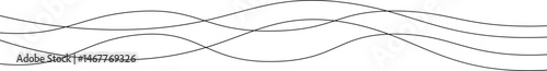 Curved black long lines seamless wave pattern. Thin line wavy abstract vector background. Wavy line horizontal divider wavy pattern. Curve line art striped. Abstract wave elements. Vector illustration