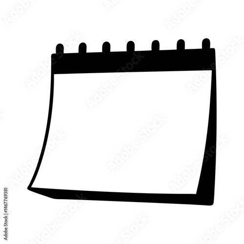 Black and white illustration of a desk calendar with a single page