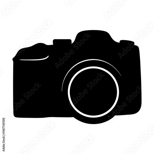 Black and white minimalist style camera symbol for photography concepts