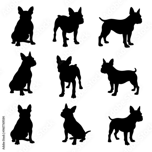 Set dog silhouette isolated vector on white background 