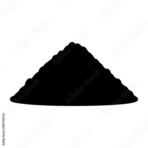 Black pile silhouette on white background, possibly soil, sediment or powder