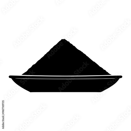 Silhouette illustration of a bowl overflowing with a large heap of material