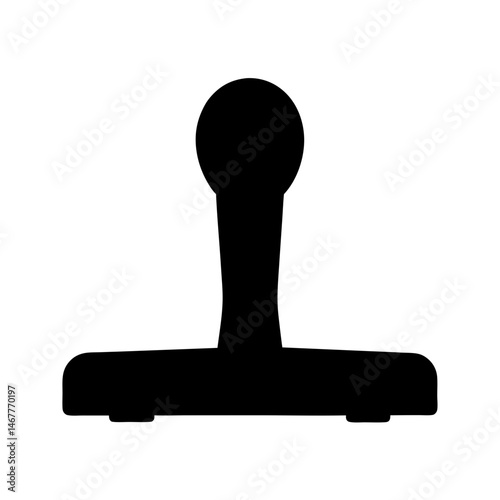 Black silhouette rubber stamp with a rounded handle on a white background