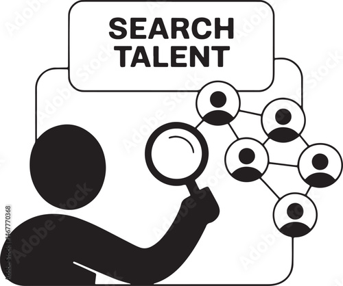 Recruiting Talent Searching Online Team Network With Magnifying Glass And People Icons