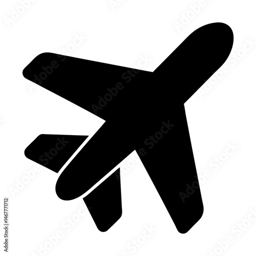 Black Airplane Silhouette Flying to the Right with Three Visible Wings